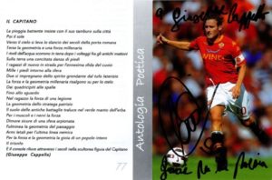 Poesia Il Capitano e ringraziamento autografo Totti